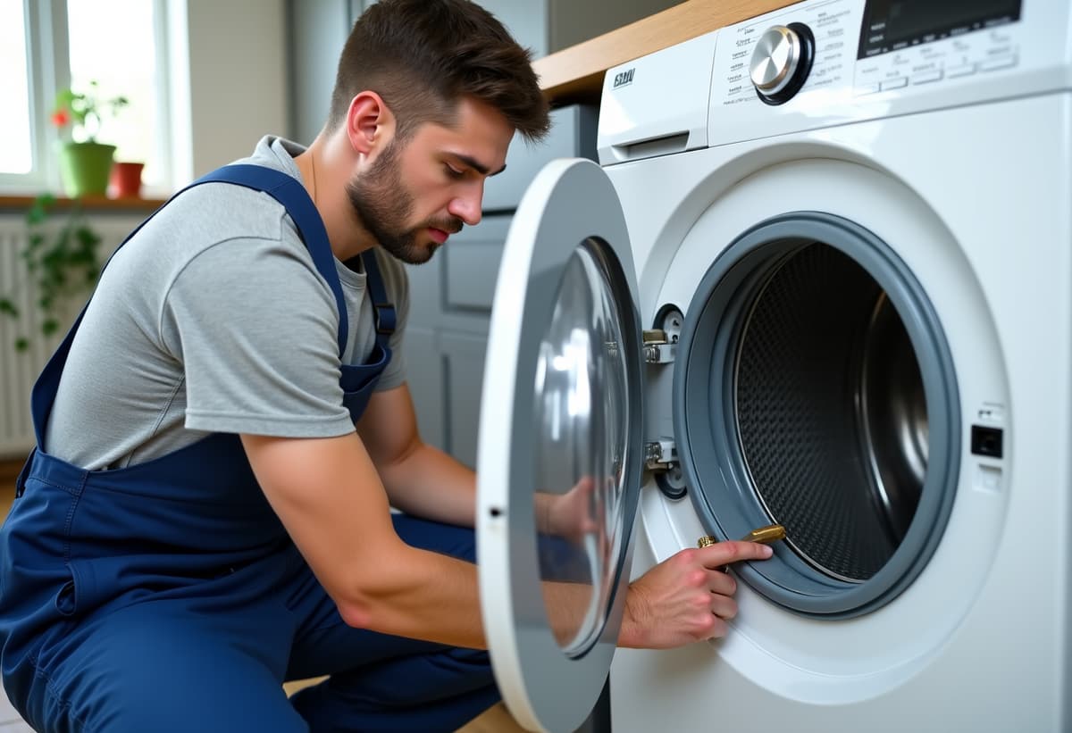 Diligent washer repair mechanic checking electrical connections in Citrus Heights