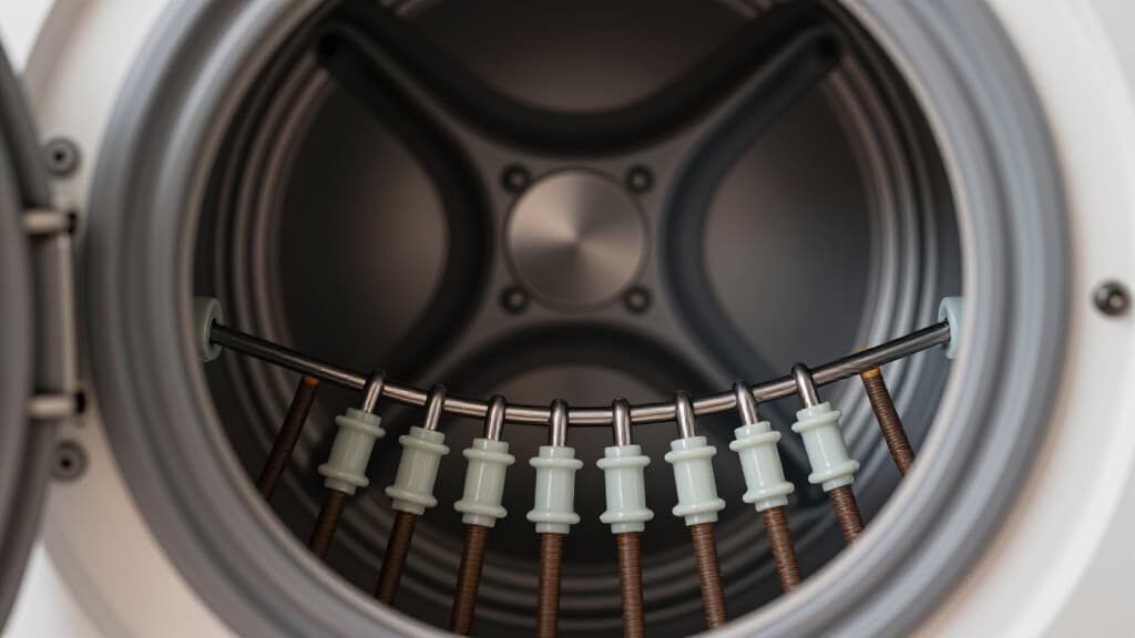 Professional dryer repair technician diagnosing a clothes dryer in Dixon, CA. The image shows a skilled expert examining the internal components of a dryer to identify issues with heating elements, motors, or belts, ensuring efficient and safe operation of laundry appliances.