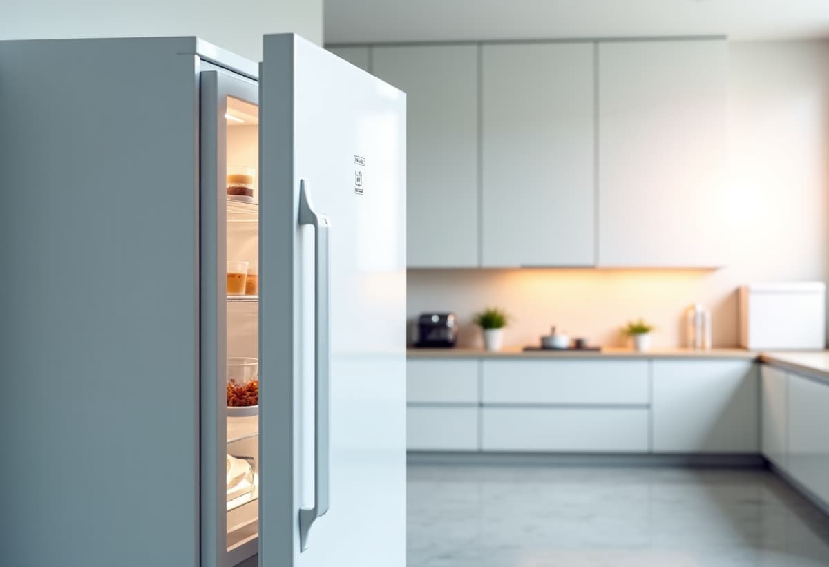 Refrigerator repair technician working diligently on a kitchen appliance in Sacramento, CA