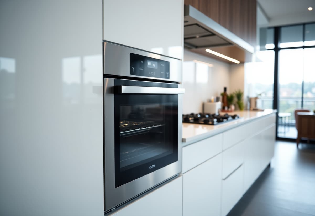 sacramento residential kitchen with sleek stainless steel oven on a clean countertop daytime