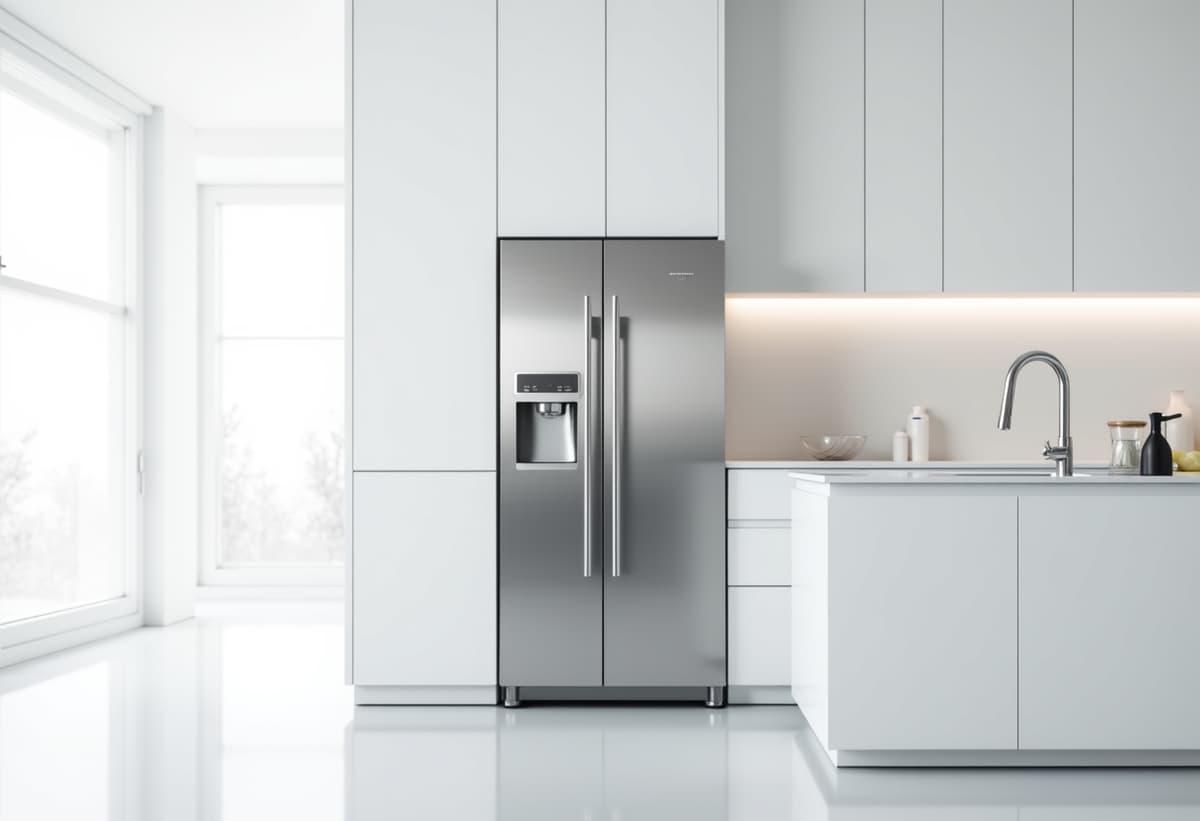 Appliance technician inspecting a Sub-Zero refrigerator