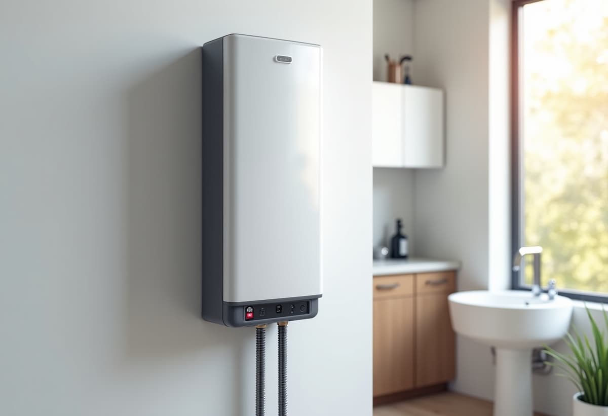 A tankless water heater repair specialist inspecting a unit in a West Sacramento home