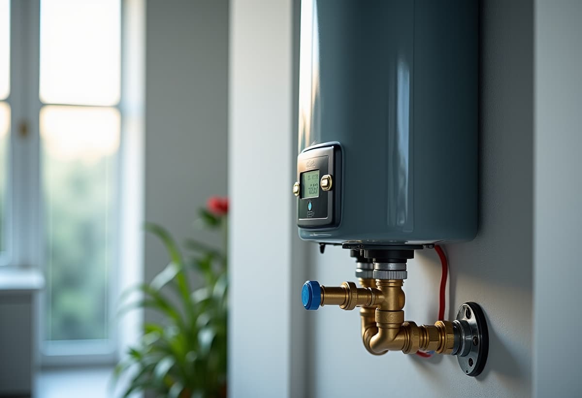 A technician checking water heater connections in a West Sacramento home