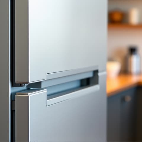 Bosch Integrated Refrigerator Door Seal Replacement in Fair Oaks. Technician replacing the worn-out door seal on a Bosch integrated refrigerator, improving energy efficiency and cooling.