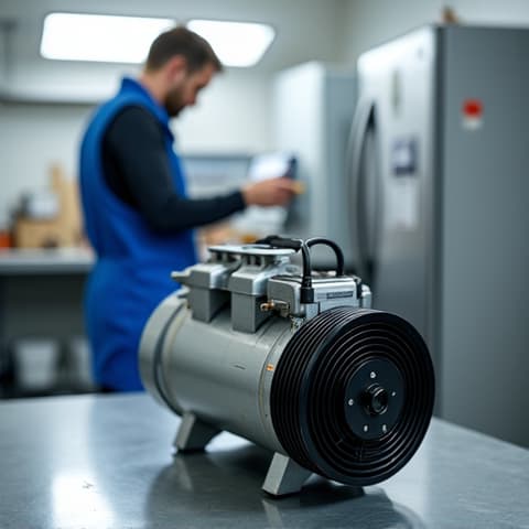 Bosch Refrigerator Compressor Repair near US-50. Expert compressor repair on a Bosch refrigerator, demonstrating precision and technical skill close to US-50.