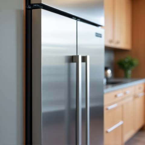 Servicing a built-in Bosch refrigerator in a Folsom Greenback neighborhood home. Technician performing maintenance on the integrated appliance, reflecting built-in Bosch refrigerator service in Folsom Greenback area.
