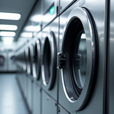 Commercial dryer repair at a Carmichael cafe. A technician servicing a large commercial dryer, likely in a local business such as a café or laundromat, in Carmichael. The setting indicates professional service extending beyond residential needs.