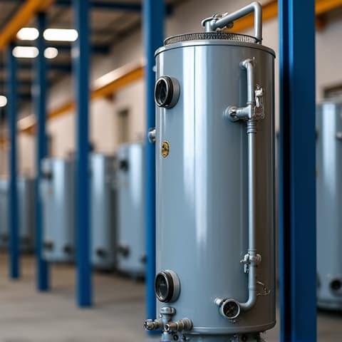 Commercial water heater service for a business in Elk Grove. Large commercial unit being inspected by a professional