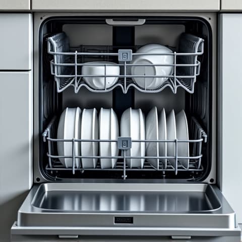 Elk Grove dishwasher repair technician installing a Bosch dishwasher in a modern kitchen near Laguna Boulevard.