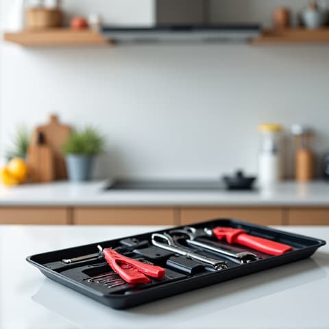 Gas oven repair in El Dorado Hills, California. Skilled technician performing repair work on a gas oven, focusing on safety and efficiency in a residential kitchen.