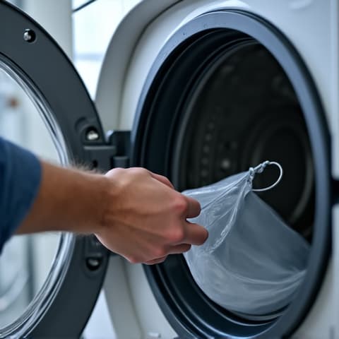 GE washer drum replacement in Folsom Parkway. Replacing the drum of a GE washing machine, illustrating complex mechanical repair processes