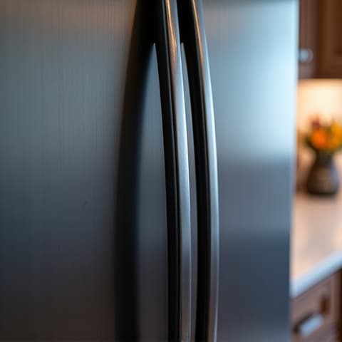 High-end Samsung refrigerator repair completed in the Lakewood Ranch area of Folsom. A pristine dark stainless steel Samsung unit, showcasing high-end Samsung refrigerator repair in Folsom