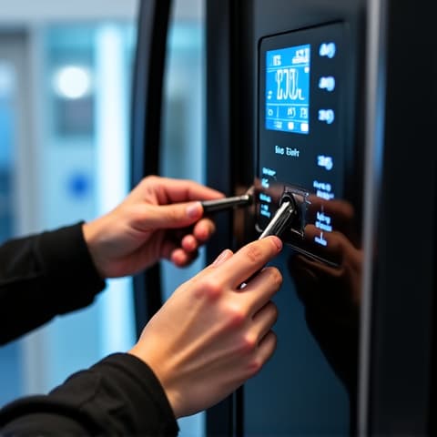 LG Refrigerator Ice Maker Repair in a Fair Oaks Home. Technician repairing an LG refrigerator