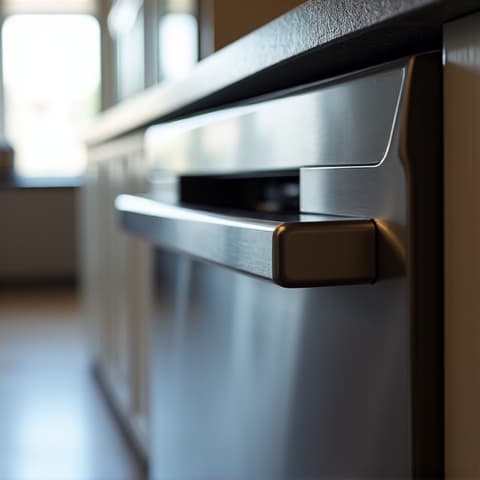 Luxury dishwasher repair in Natomas home: An advanced Miele dishwasher being serviced by a specialist, highlighting the delicate internal components and expert handling required.