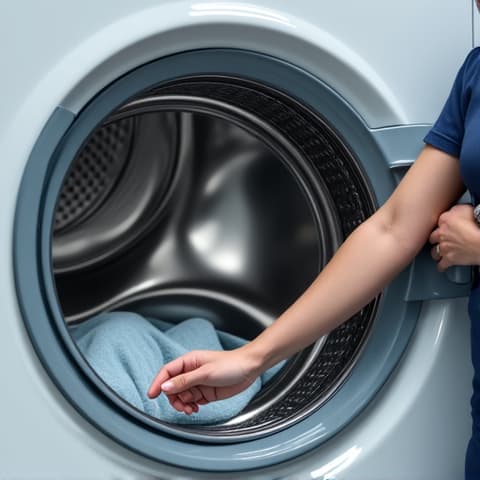 Maytag Washer Suspension Rod Adjustment in Natomas. Service professional working on the suspension rods of a Maytag washer, ensuring balanced operation in a Natomas home.