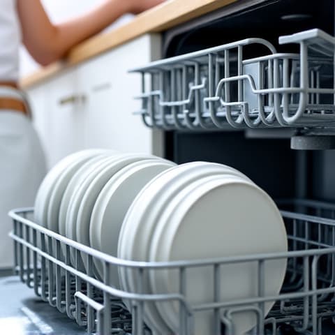 Technician performing a post-repair test cycle on a dishwasher in an Elk Grove home, verifying full functionality.