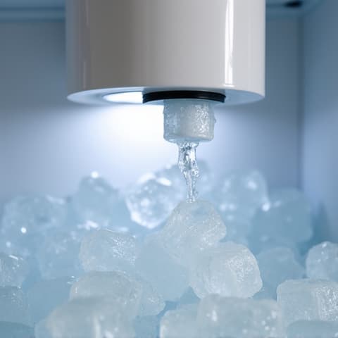 After: Fully cleared and operational refrigerator ice dispenser, delivering ice smoothly after a professional service in Fair Oaks. A clear and fully functional refrigerator ice dispenser, showcasing smooth ice delivery after an expert repair and defrosting service for a Fair Oaks, Sacramento client.