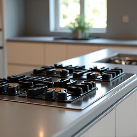 Thermador Cooktop Repair in Roseville. Detailed repair work on a Thermador cooktop in a high-end Roseville residence, located in Placer County.