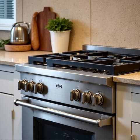 Viking Range Repair in Roseville. Expert technicians performing a Viking range repair in an opulent Roseville kitchen, ensuring peak performance for luxury cooking.