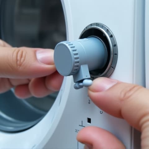 Roseville washer repair technician testing a water level sensor. Verifying the proper function of a washing machine
