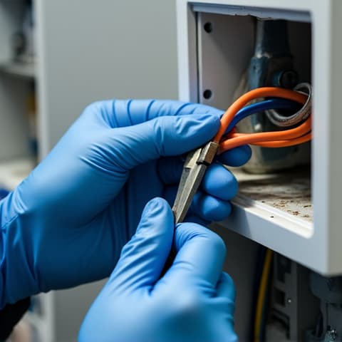 Emergency Refrigerator Repair in Natomas, Sacramento. Technician fixing a high-end refrigerator compressor with tools and components.
