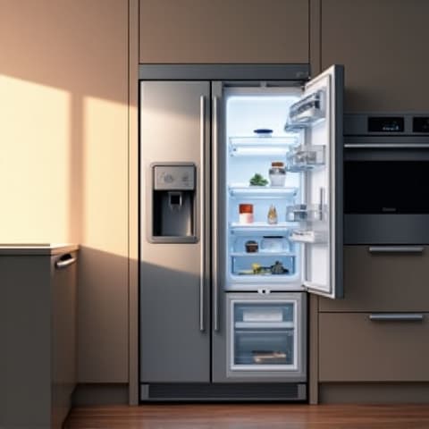Samsung French Door Refrigerator Sealed System Repair in Fair Oaks. An expert repairing the sealed system of a Samsung French door refrigerator, a complex repair ensuring long-term cooling.