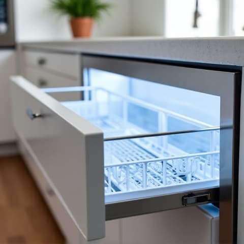 Sub-Zero Drawer Freezer Repair in El Dorado Hills. Technician addressing a drawer freezer issue in a Sub-Zero appliance, showcasing expertise in specialized refrigeration compartments.