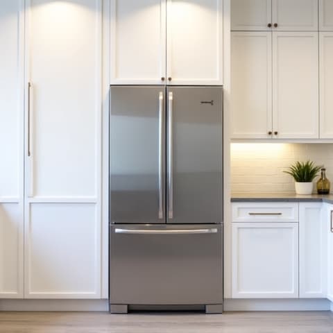 A Sub-Zero refrigerator seamlessly integrated into custom kitchen cabinetry in a Granite Bay home, showcasing perfect aesthetic alignment.