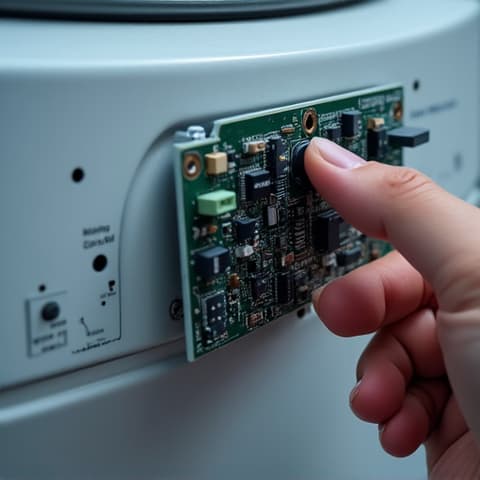 Technician repairing a washing machine