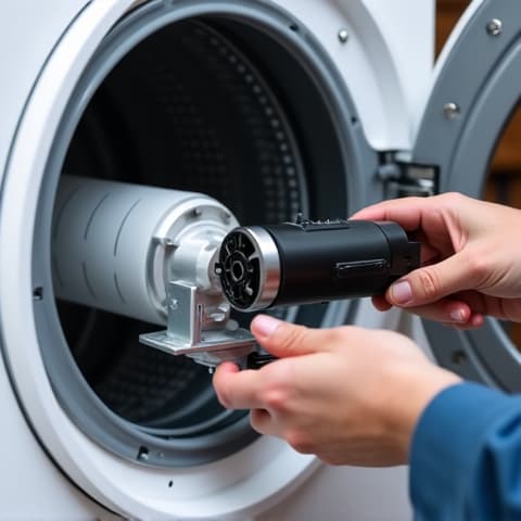 Washer Parts Replacement in Rancho Cordova. Installing new parts during a repair in Anatolia Village.