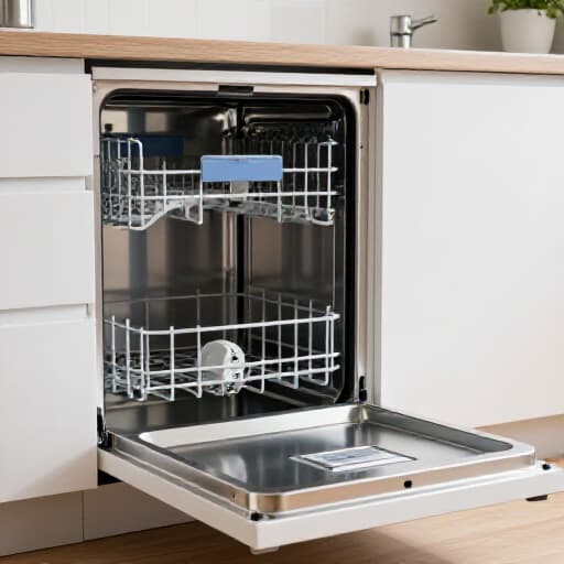 Experienced dishwasher repair technician working on an appliance in a modern kitchen in Dixon, CA. The technician is focused on diagnosing the issue with professional tools.