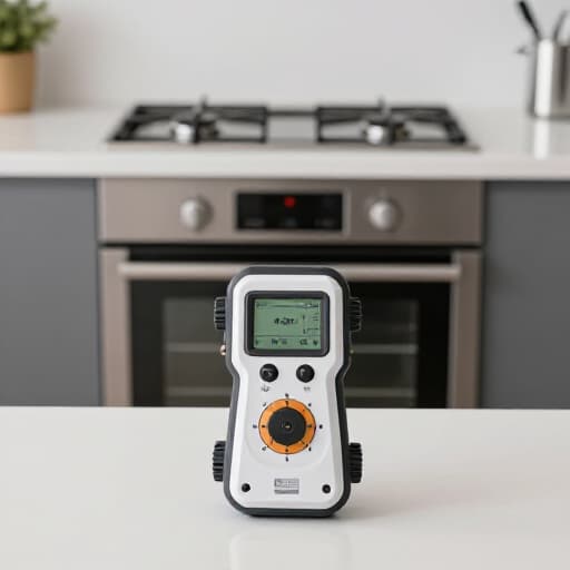 Dixon gas oven repair specialist inspecting an appliance. Expert technician diagnosing a gas oven, focusing on safety and precision in a modern kitchen setting.