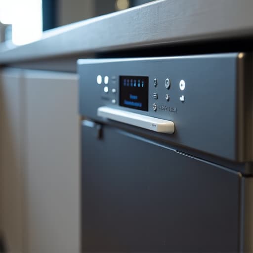 Miele dishwasher repair technician servicing a European appliance