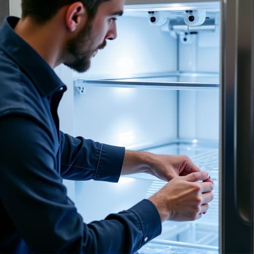 Technician Performing Sealed System Repair on Viking Refrigerator in Folsom Home