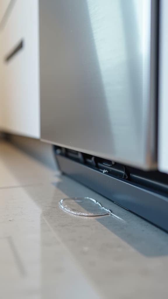 person troubleshooting a dishwasher leaking from the bottom of the door