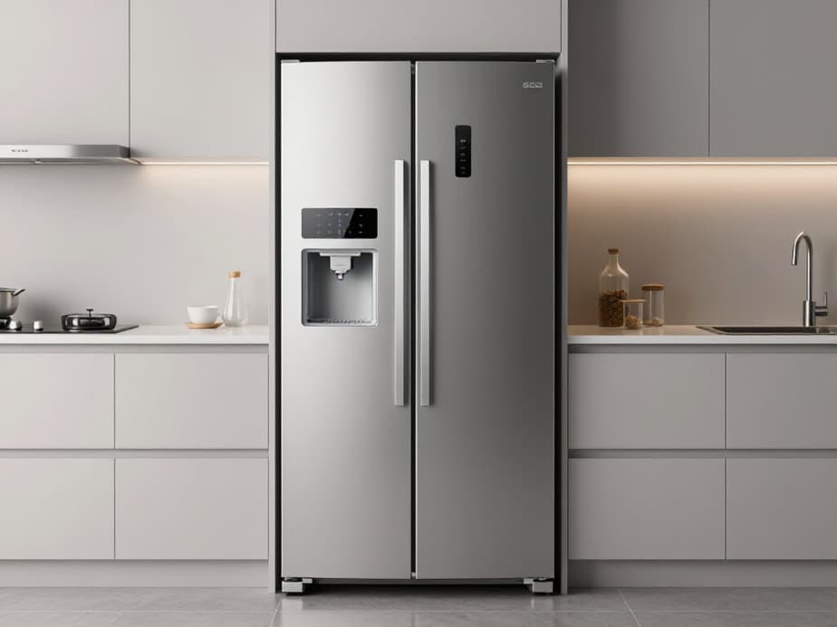 Expert technician working on a high-end luxury refrigerator in a modern Dixon kitchen. Professional appliance repair service focused on quality and customer satisfaction for homes in Dixon, CA.