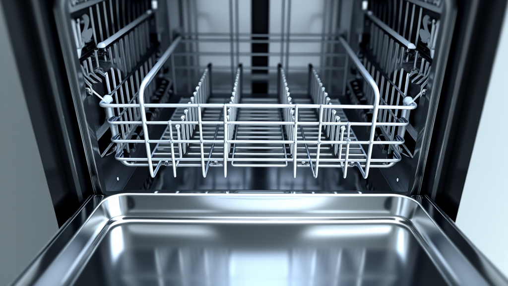 technician repairing a dishwasher with urgency