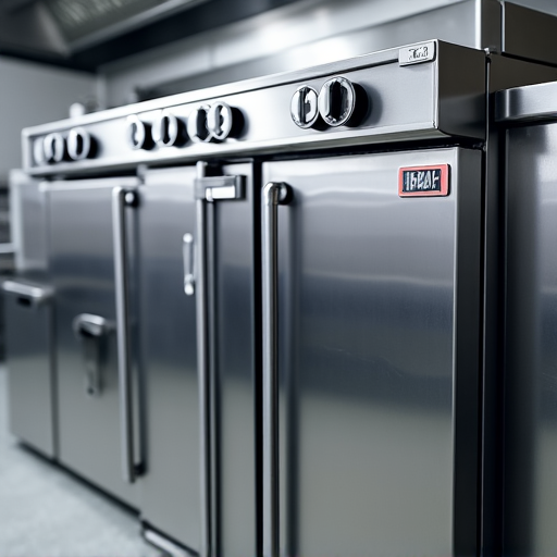 Commercial oven repair in a Sacramento restaurant. Technician working on a large commercial oven, essential for business operations.