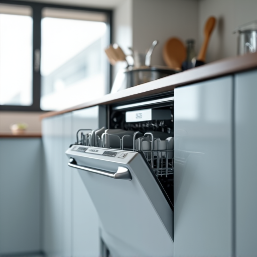 Successfully completed Miele dishwasher repair in a Carmichael residence, showcasing the technician's clean work area and renewed appliance functionality. Floor protectors used throughout.