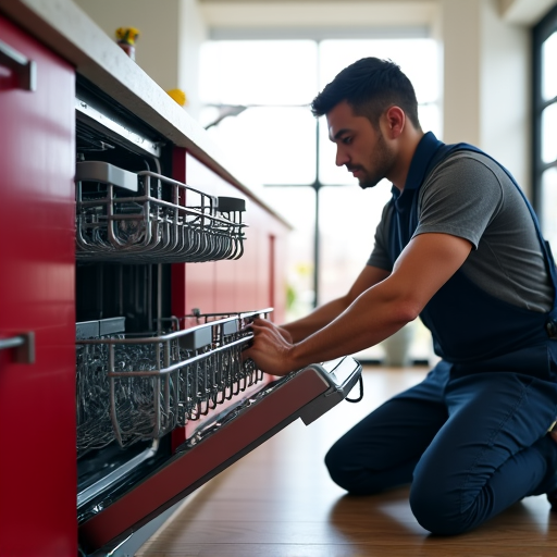 Emergency dishwasher leak repair in a Citrus Heights home, technician inspecting a KitchenAid unit, preventing water damage near Greenback Lane.