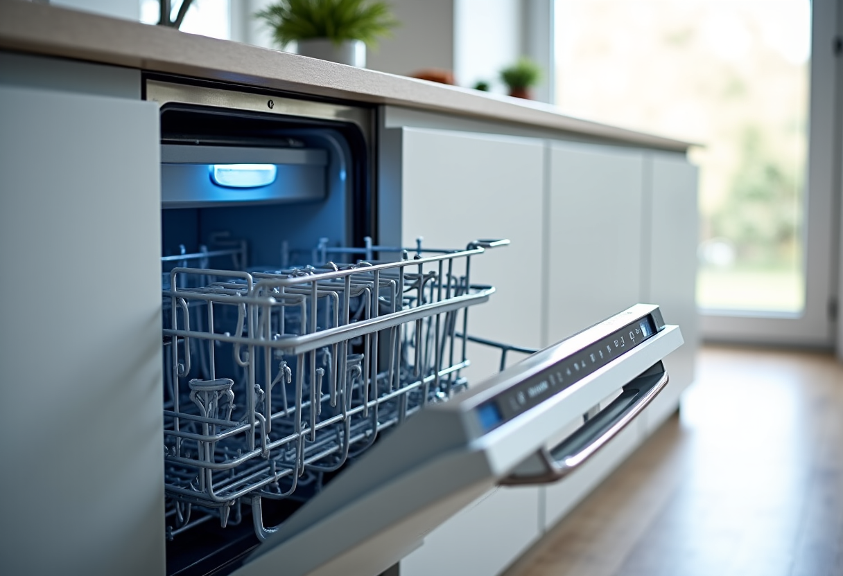 Dishwasher repair technician in Roseville fixing a leaky dishwasher in a home