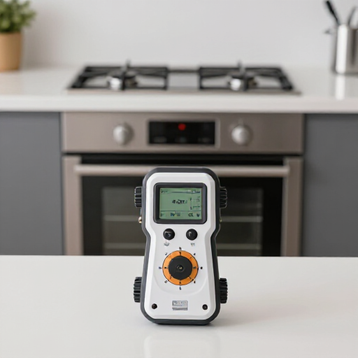 Dixon gas oven repair specialist inspecting an appliance. Expert technician diagnosing a gas oven, focusing on safety and precision in a modern kitchen setting.
