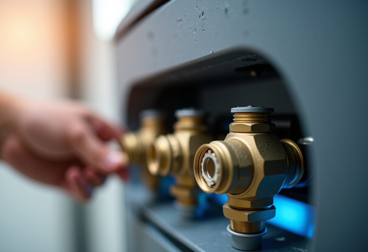 An experienced technician performing maintenance on a tank water heater in a West Sacramento home