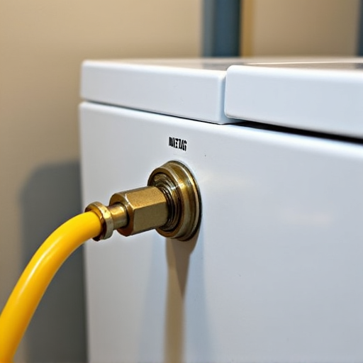 Gas Dryer Valve Repair in Elk Grove 95624. A close-up shot of a technician expertly repairing a gas valve on a residential dryer, showcasing precision and safety protocols in a local home.