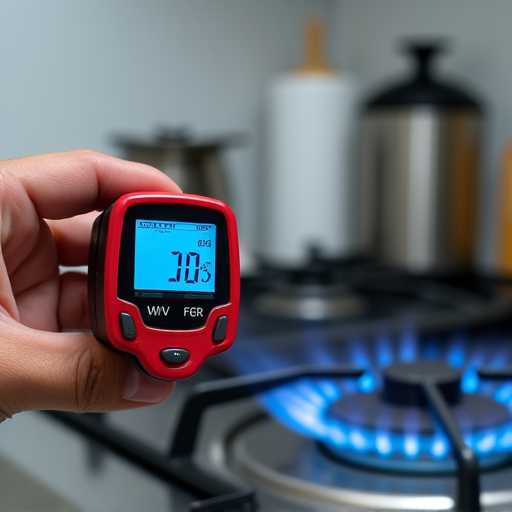 Gas leak detection and stove repair in West Sacramento. Professional using specialized equipment to detect and fix a small gas leak on a stove, ensuring safety and optimal performance.