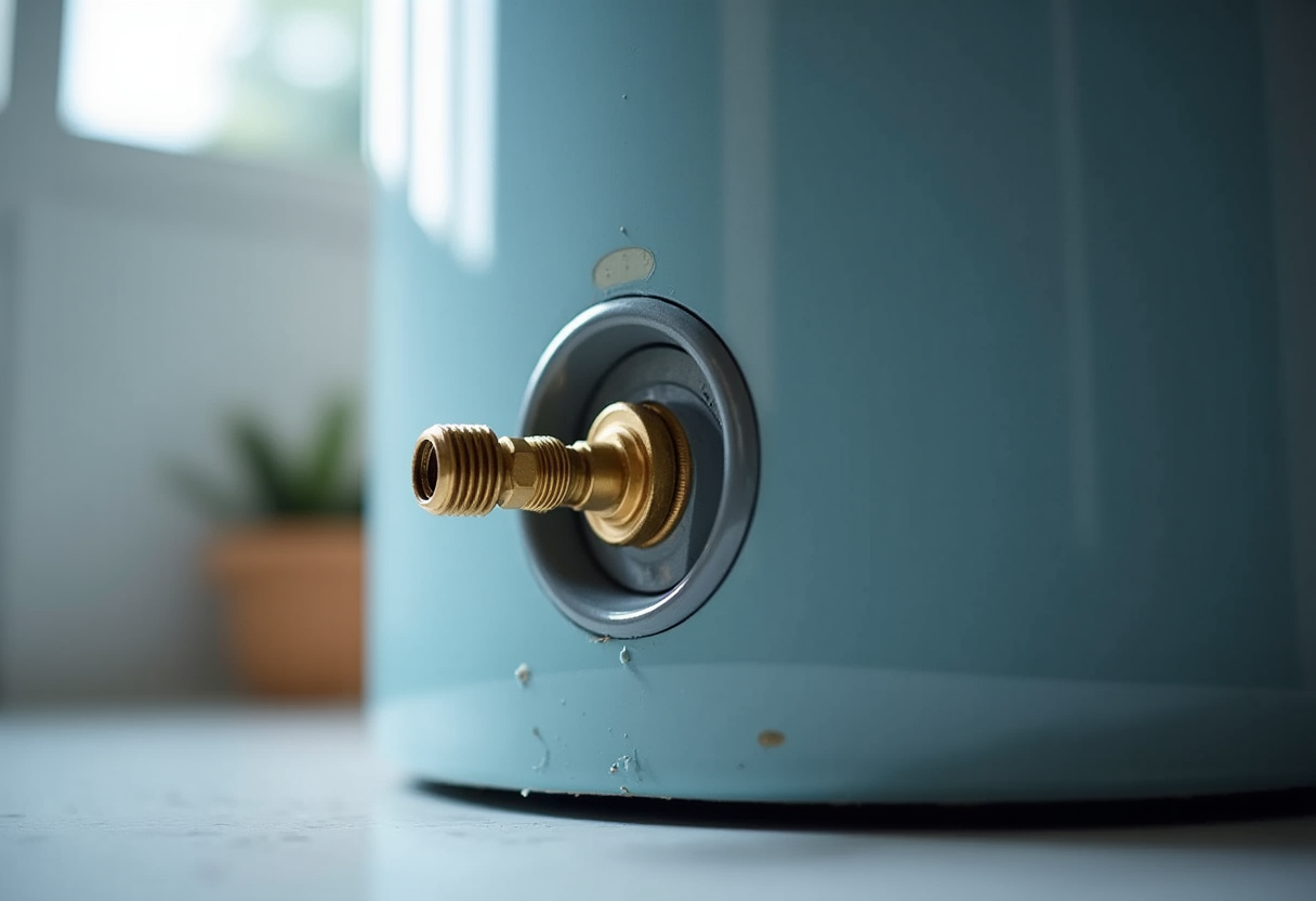 technician working on a gas water heater in Folsom, CA