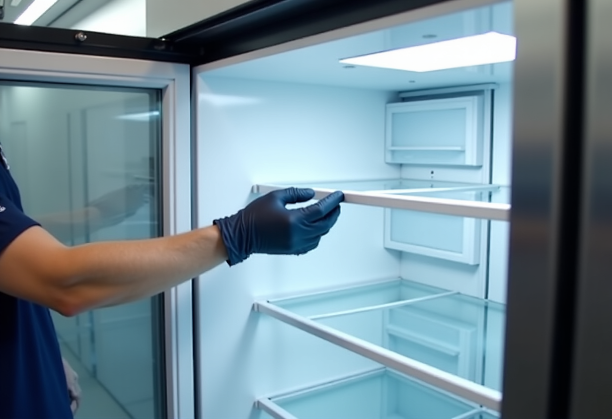 Luxury Appliances Repair technician performing refrigerator diagnostics in Rancho Cordova