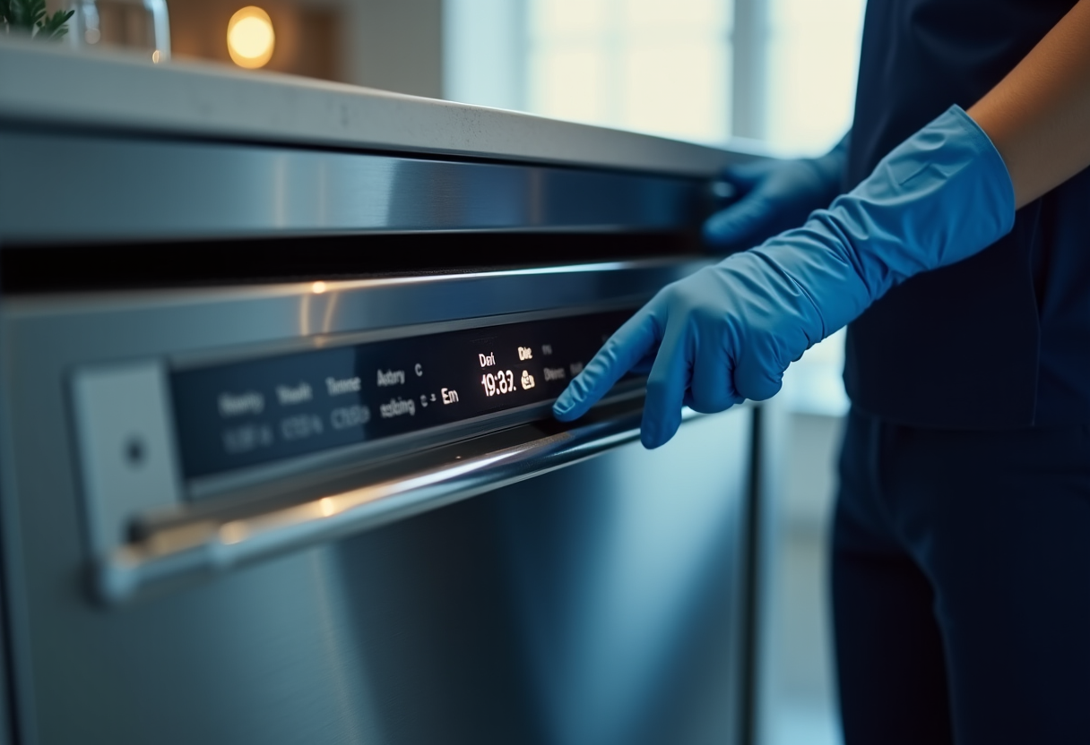 Master technician repairing a Miele dishwasher using specialized diagnostic tools in Sacramento.
