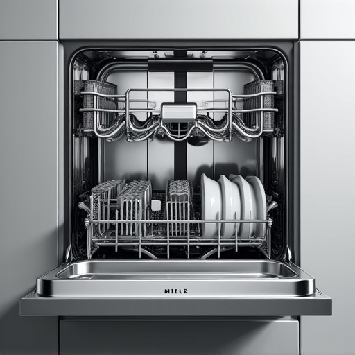 Miele dishwasher repair specialist inspecting the interior of a luxury appliance