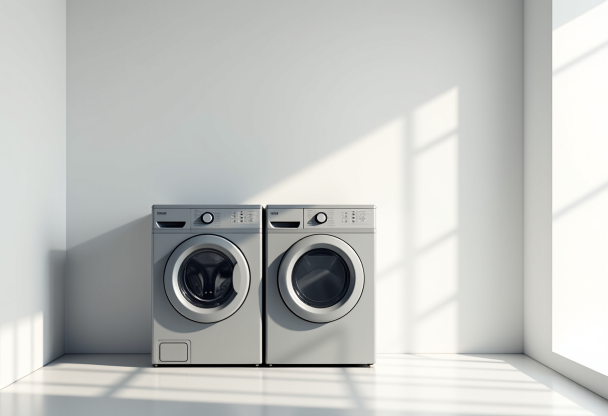 modern laundry room with dryer and washer
